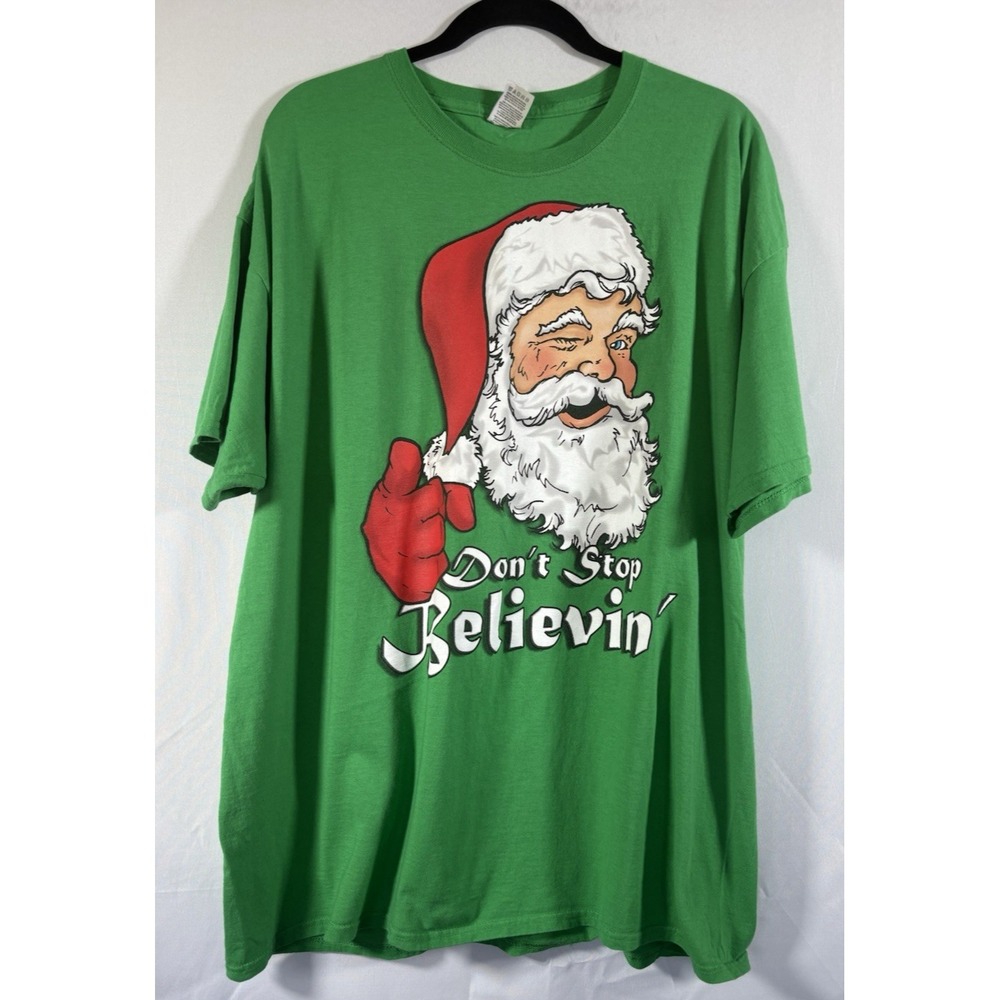 Fruit of the loom shirt size 2XL christmas santa don't stop believing